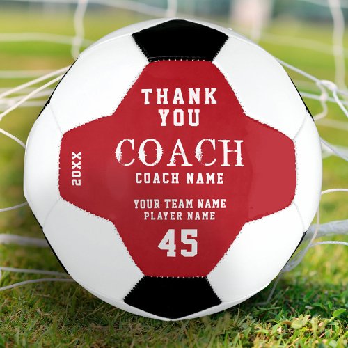 Modern Thank you Coach Name Team Number Soccer Ball