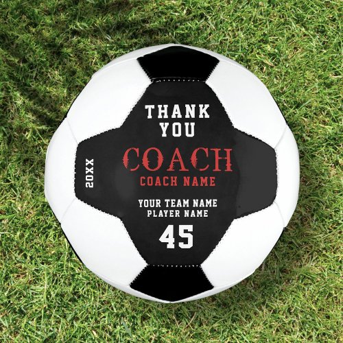 Modern Thank you Coach Name Team Number Soccer Ball