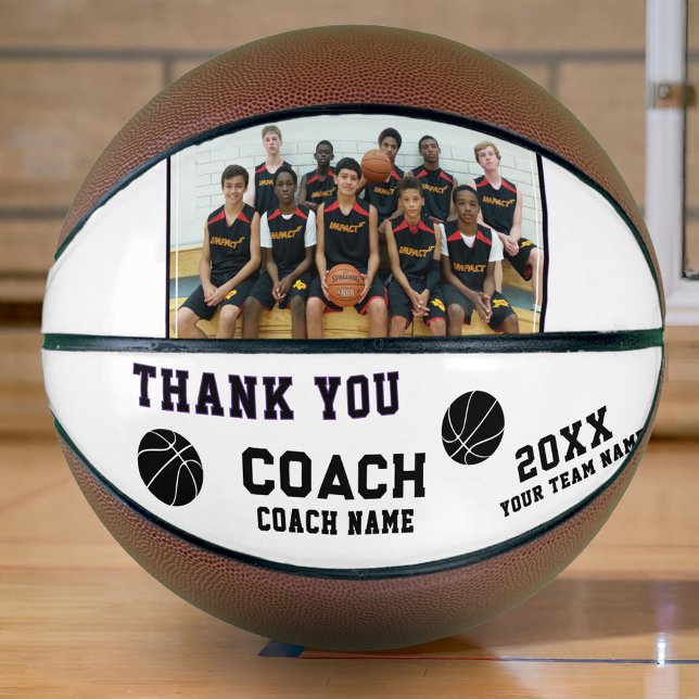 Modern Thank you Coach Sign Team Photo Basketball (Creator Uploaded)