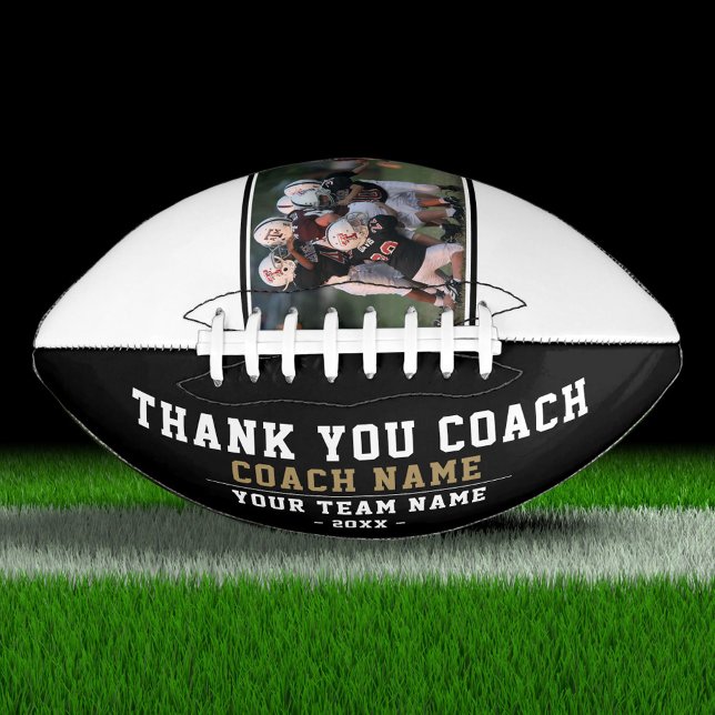 Modern Thank you Coach Team Name and Team Photo Football (Creator Uploaded)