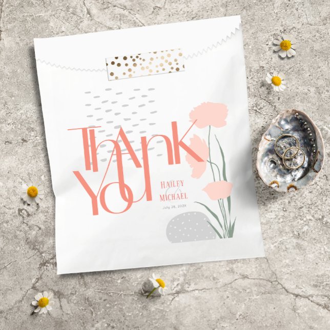 Modern Thank You Coral Favor Bags (Creator Uploaded)