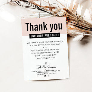 MODERN THANK YOU customer insert cute blush pink