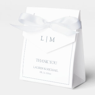 Modern Thank You Dusty Blue Monogram Wedding Favor Boxes