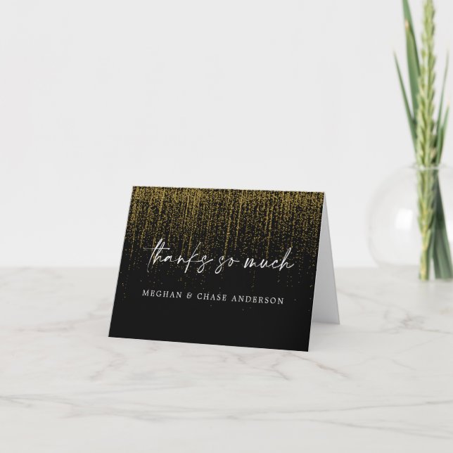 Modern Thank You Edgy Gold Glitter Card (Front)