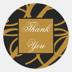 Modern Thank You Elegant Gold Black Appreciation Classic Round Sticker