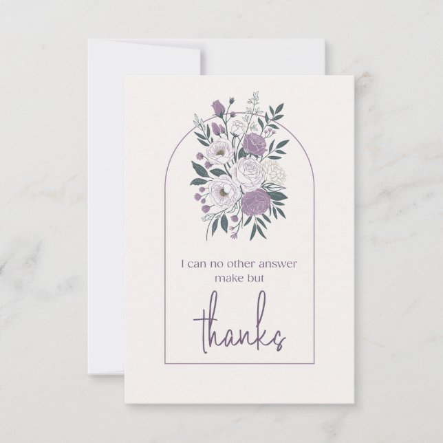 Modern Thank You Elegant Lavender Floral Arch  (Front)