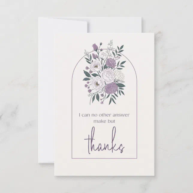 Modern Thank You Elegant Lavender Floral Arch  Card