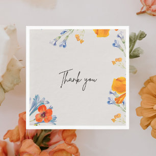  Modern Thank You Floral Nastartium Blue Botanical Napkins