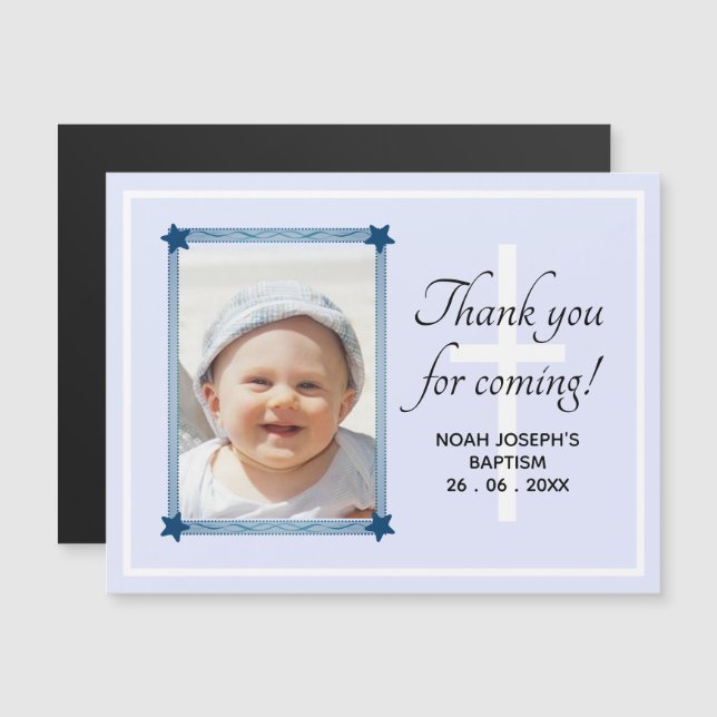 Modern THANK YOU FOR COMING! Baptism Gift Magnet (Front/Back)