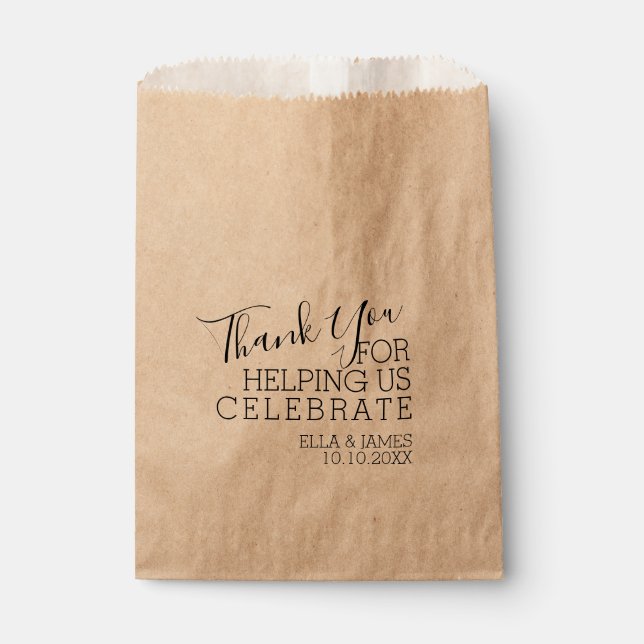 Modern Thank You For Helping Celebrate Wedding Favor Bag (Front)