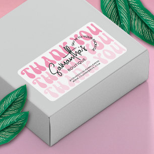 Modern Thank You For Purchase Retro Pink Shipping Label