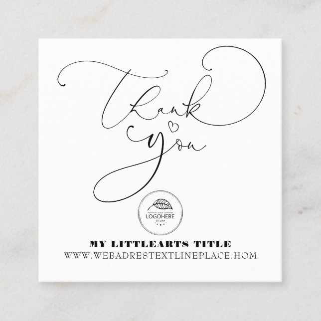 Modern Thank You For Shopping Small Branding Squar Square Business Card (Front)