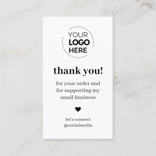 Modern Thank You for Shopping Small  Business Card
