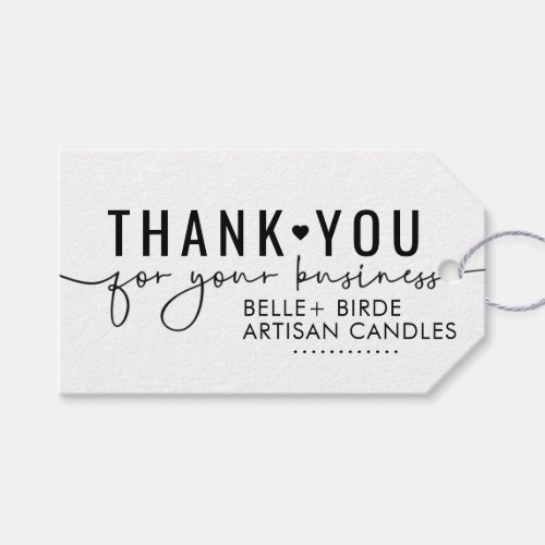 Modern Thank You For Your Business Script Heart Bu Gift Tags