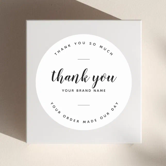 Modern thank you for your order packaging classic round sticker | Zazzle
