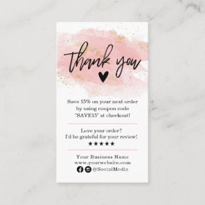 Modern Thank You For Your Order Pink and Black Bus Business Card