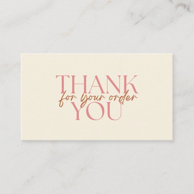 Modern Thank You For Your Order Small Business Business Card (Front)