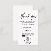 Modern Thank You For Your Order with Logo Business Card (Front/Back)