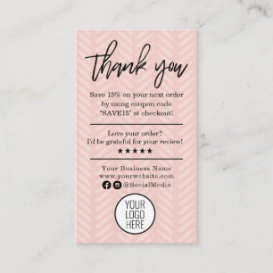 Modern Thank You For Your Order with Logo Business Card