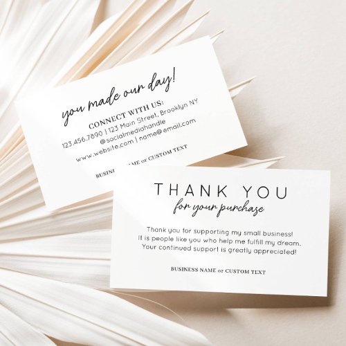 Modern Thank You For Your Purchase Company Brand Business Card