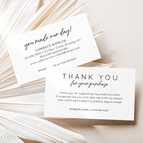 Modern Thank You For Your Purchase Company Brand Enclosure Card