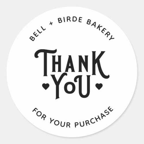 Modern Thank You for Your Purchase Small Business Classic Round Sticker