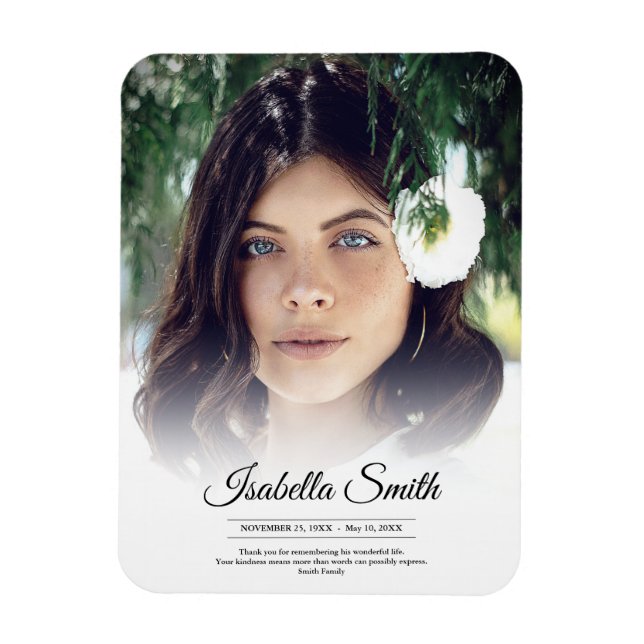 Modern Thank You Funeral Photo Sympathy Grief Loss Magnet (Vertical)