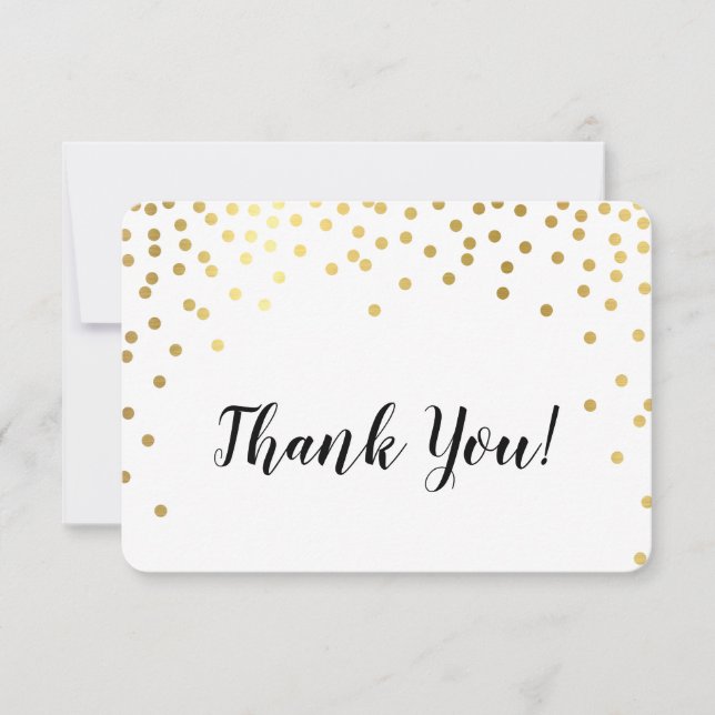 MODERN THANK YOU glamorous chic gold confetti spot Card (Front)