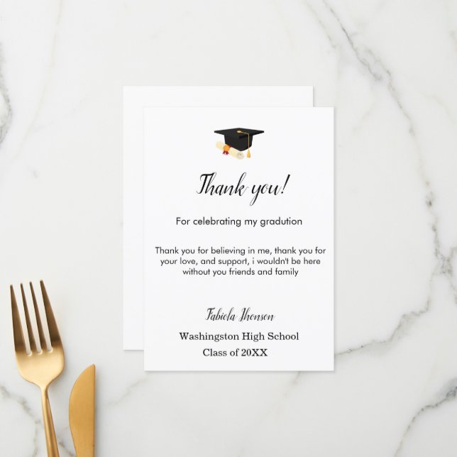 Modern thank you graduation message menu | Zazzle