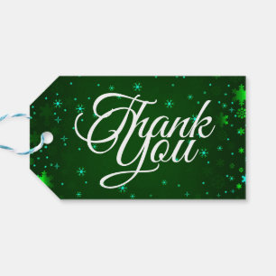 Modern Thank You Green Snowflakes Christmas Gift Tags