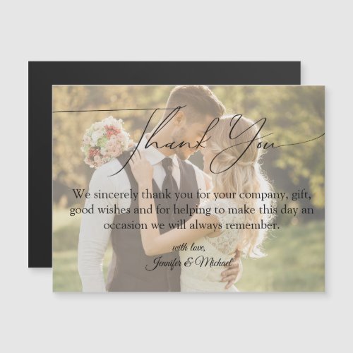 modern thank you  handwriting wedding photo magnet