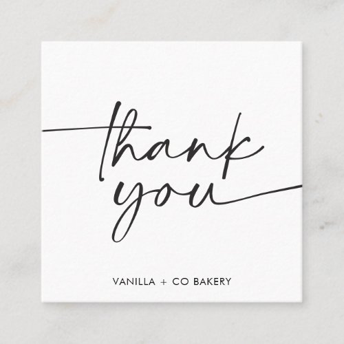 Modern Thank You Handwritten Script Square Business Card