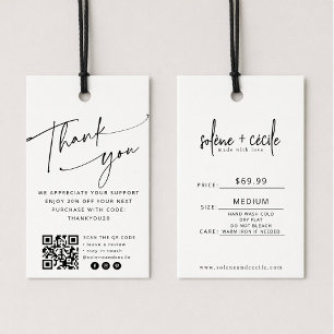Modern Thank You Hang Price Tag with QR Code