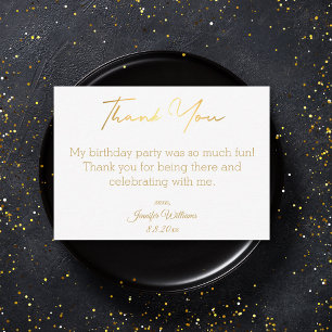 modern thank you happy birthday gold minimalist note card