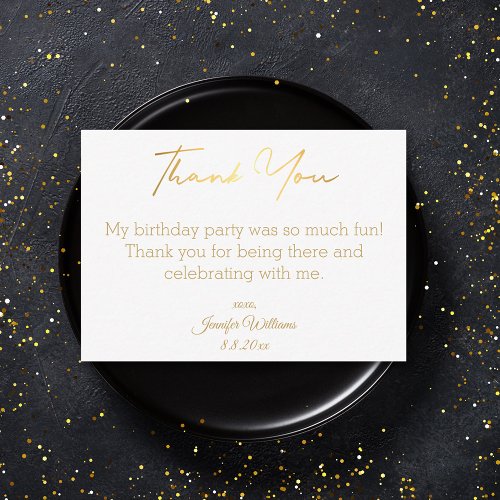modern thank you happy birthday  gold minimalist note card