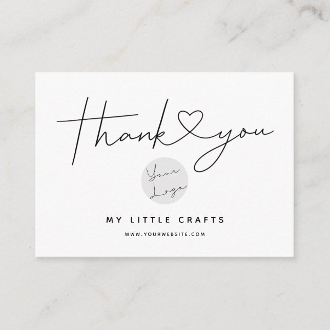 Modern Thank You Heart Business Packaging Insert (Front)