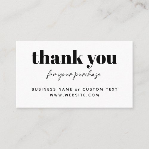Modern Thank You Heart For Your Purchase Small Business Card