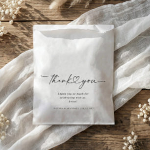 Modern Thank You Heart Wedding Treat Favor Bag