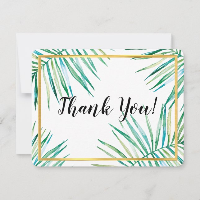 MODERN THANK YOU luxe tropical palm leaves foliage (Front)