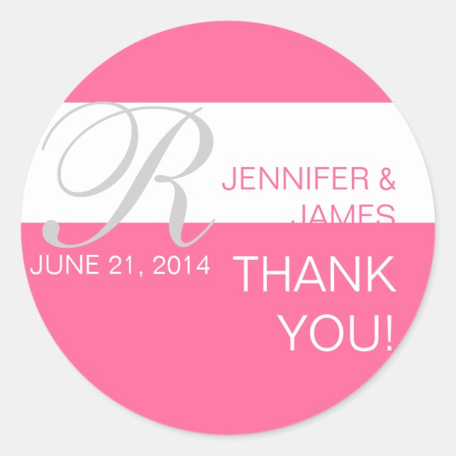 Modern Thank You Monogram Wedding Stickers (Front)