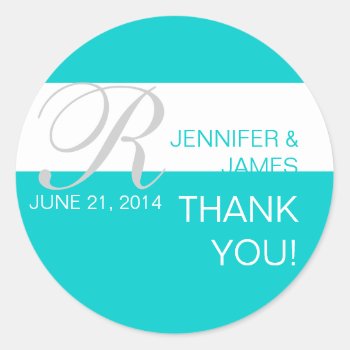 Modern Thank You Monogram Wedding Stickers by monogramgallery at Zazzle