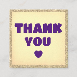 Modern thank you order gold glitter Purple Square Business Card