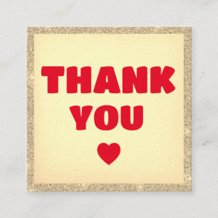 Modern thank you order gold glitter Red Square Business Card