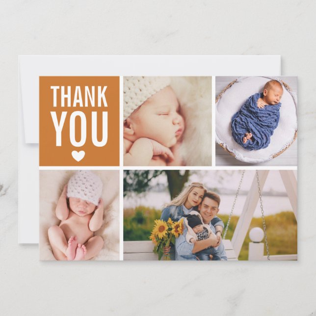 Modern Thank You Photo College Stats Flat Birth Announcement (Front)