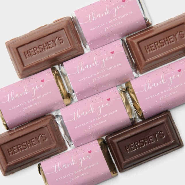Modern Thank You Pink Gold Glitter Baby Shower     Hershey's Miniatures (Assorted)