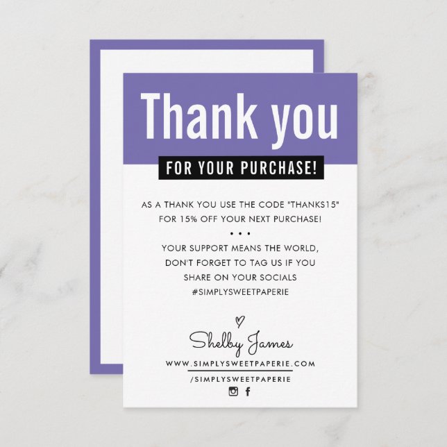 MODERN THANK YOU purchase insert purple (Front/Back)