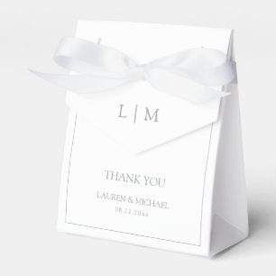 Modern Thank You Sage Green Monogram Wedding Favor Boxes