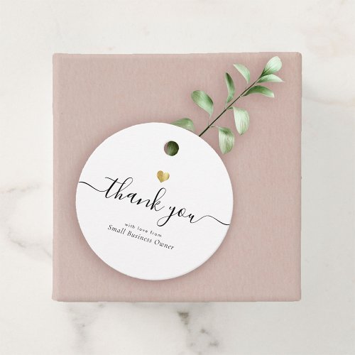 Modern Thank You Script Chic Gold Small Business Favor Tags