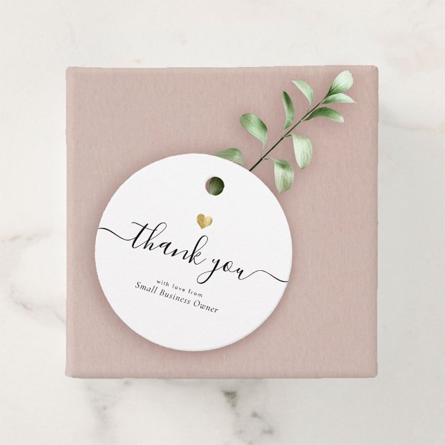 Modern Thank You Script Chic Gold Small Business Favor Tags (Creator Uploaded)