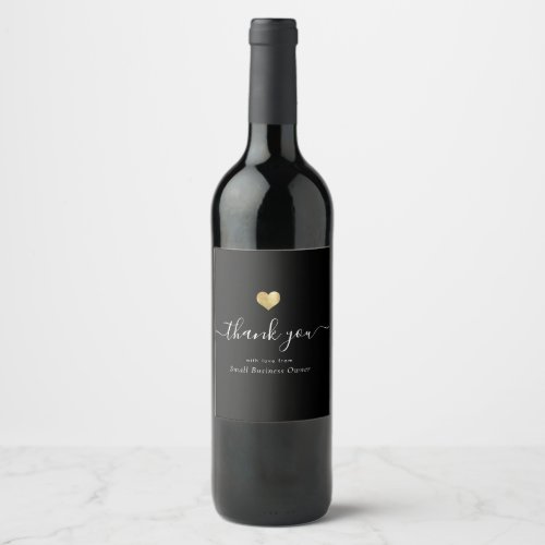 Modern Thank you Script Chic Gold Small Business  Wine Label
